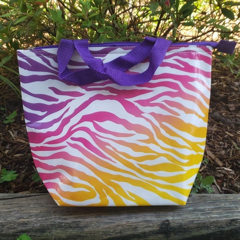 Rainbow Zebra Tiger Stripes Insulated Lunch Bag NEW